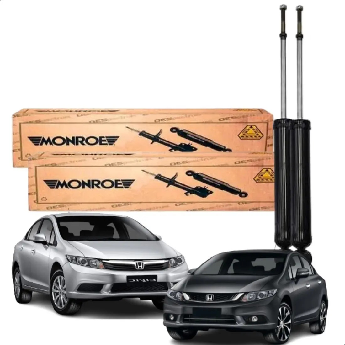 Par Amortecedor Traseiro Honda Civic 1.8, 2.0 2012 A 2015 - MONROE Honda Civic 1.8 2.0 2012 2013 2014 2015; 041966