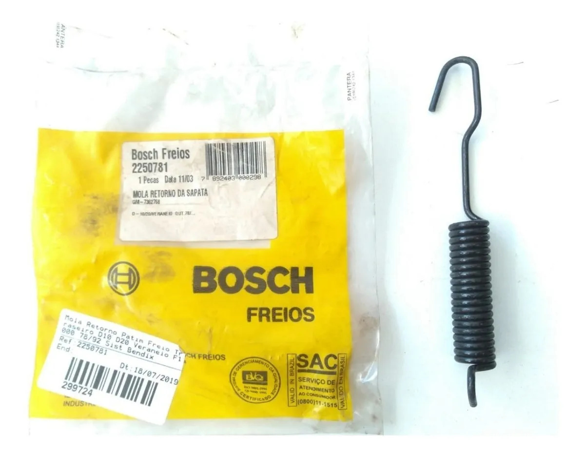 Mola Retorno Patim Freio D10 D20 Veraneio F1000 78/92 Bendix - BOSCH 2250781