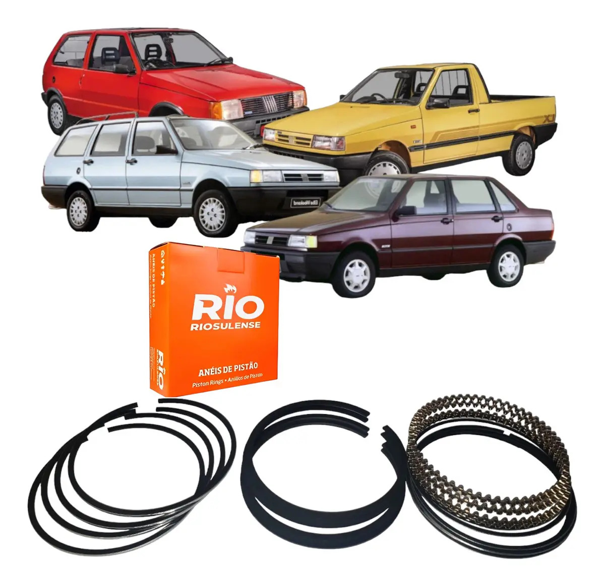 Anel De Motor Fiat 1.6 8v Argentino - Uno Elba 0.40 - RIOSULENSE 580454701