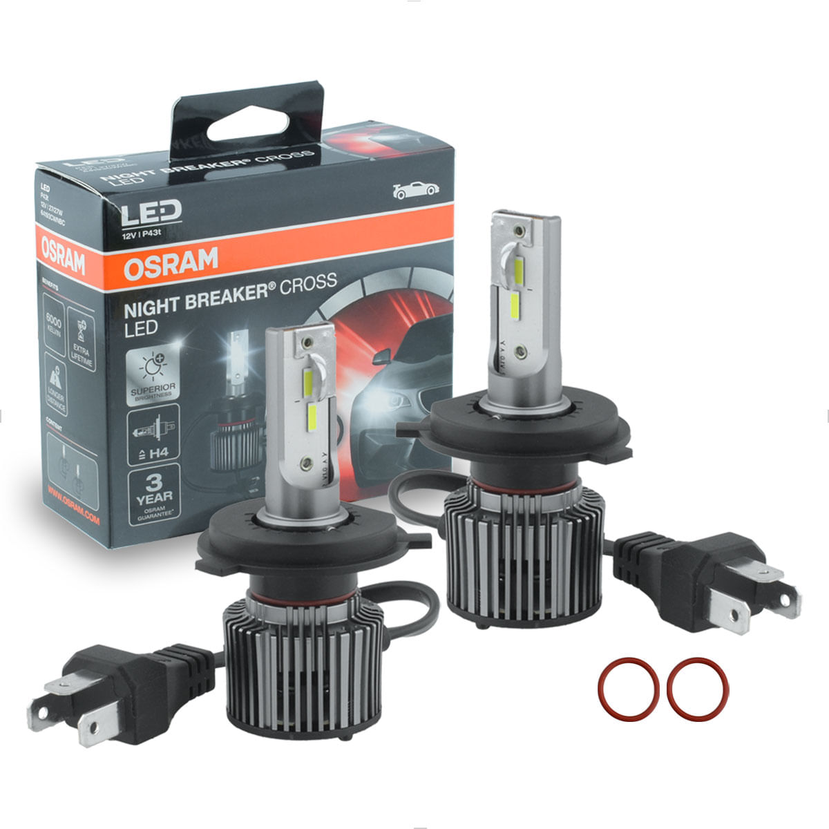Lâmpada LED H4 6000K 12V 27W Night Breaker Cross 64193CW NBC