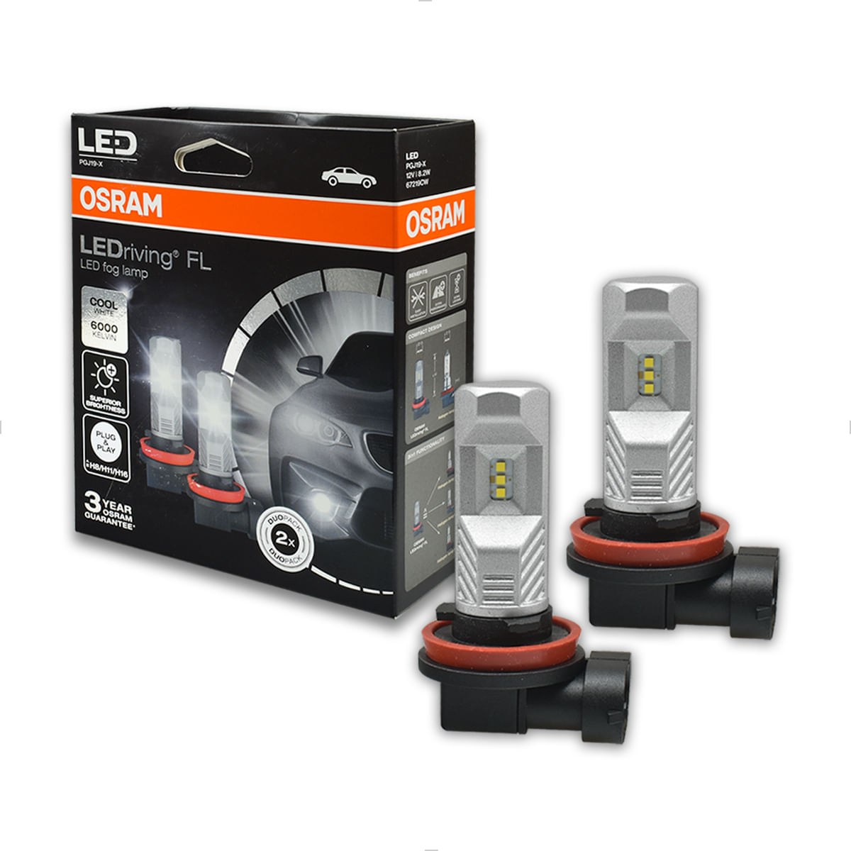 Lâmpada LED H8 H11 H16 6000K 12V 8,2W - LEDriving 67219CW