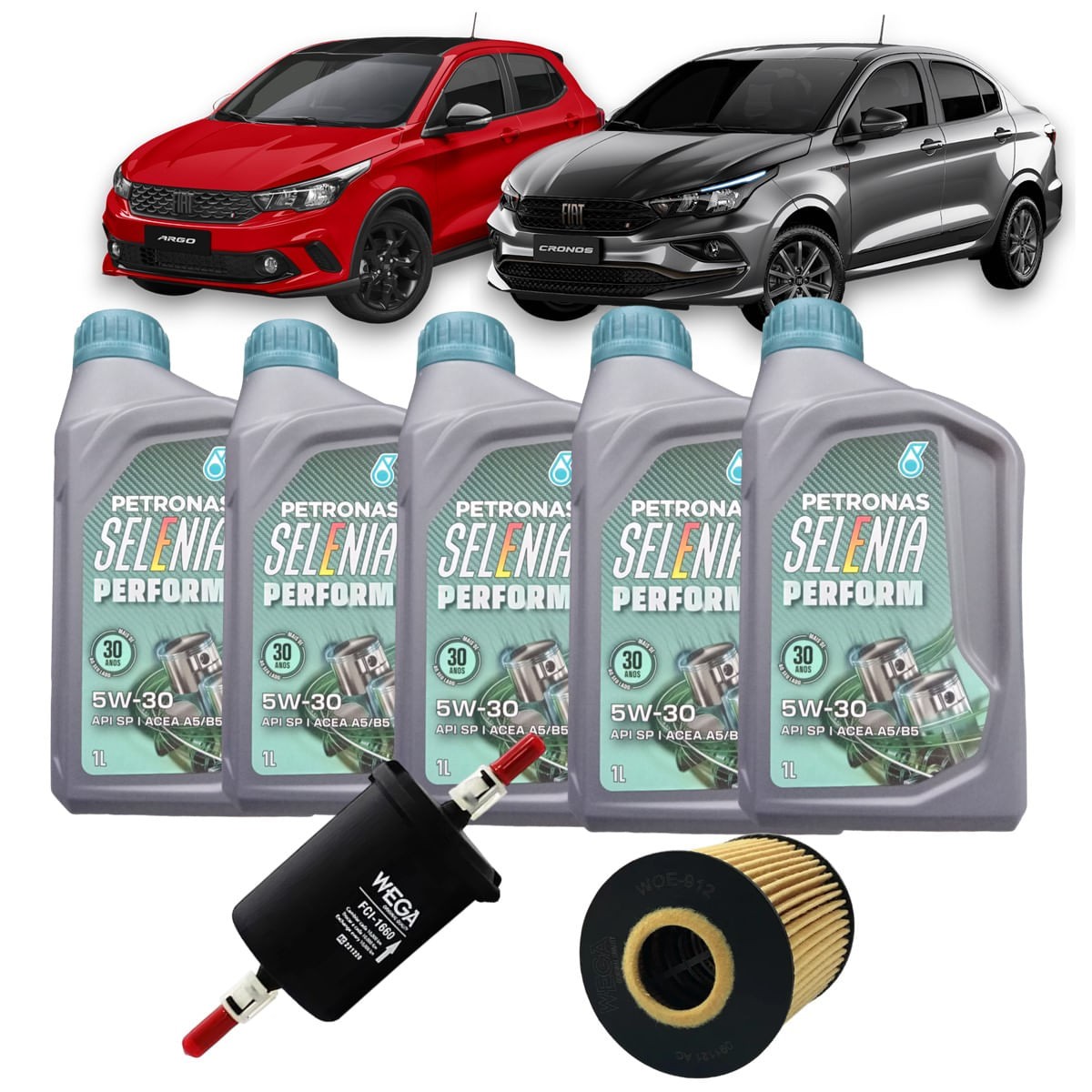 Kit Revisão Troca de Oleo 5w30 Selenia Perform + Filtros Fiat Argo e Cronos 1.8 HGT e Precision 2017 2018 2019 2020 2021 - ALTESE COMBOS E KIT 70846E19BR-WOE912-FCI1660
