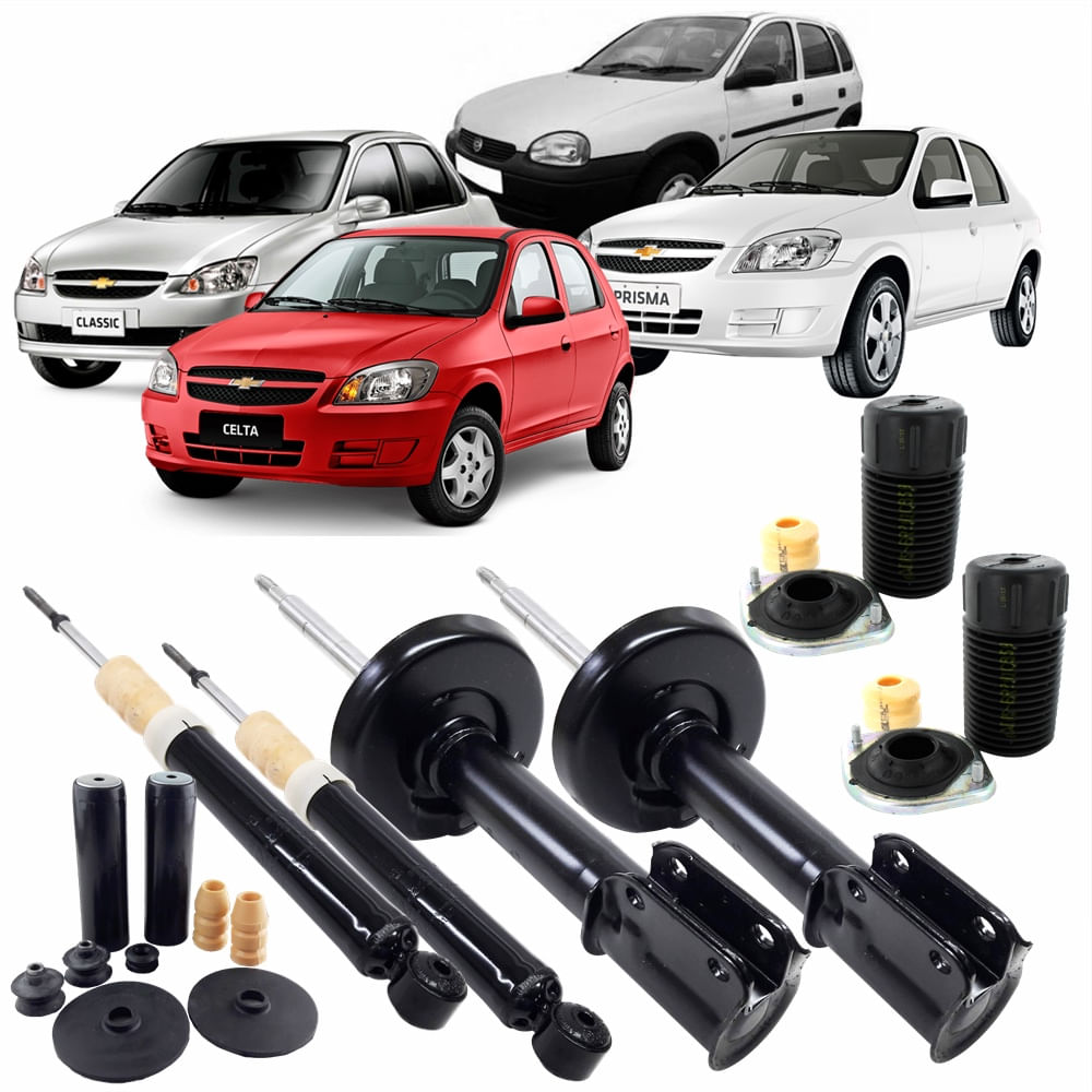 Kit 4 Amortecedores Originais Turbogás + Kit Completo Corsa 94 até 05 Celta 00 até 2017 Prisma 06 até 2012 Classic 02 até 2017 - ALTESE COMBOS E KIT 93287822+52054522+0440840+AC9311DP