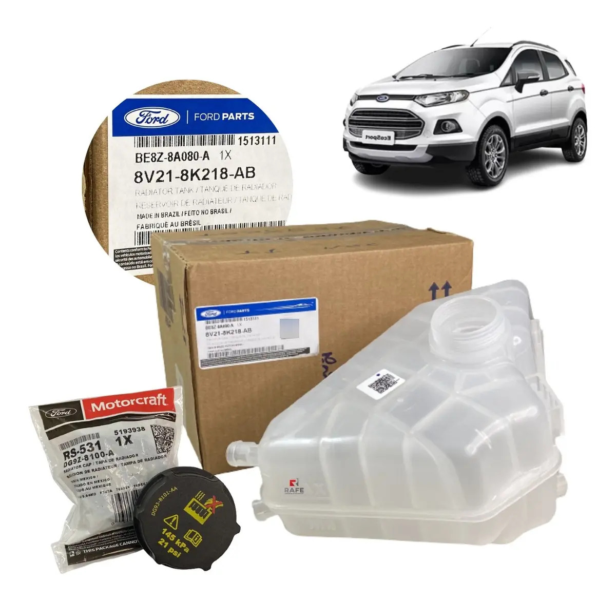 Reservatório Expansão Radiador C/ Tampa Ecosport 2013 A 2017 - FORD BE8Z8A080A RESERVATÓRIO DE ÁGUA DO RADIADOR 2013 2014 2015 2016 2017