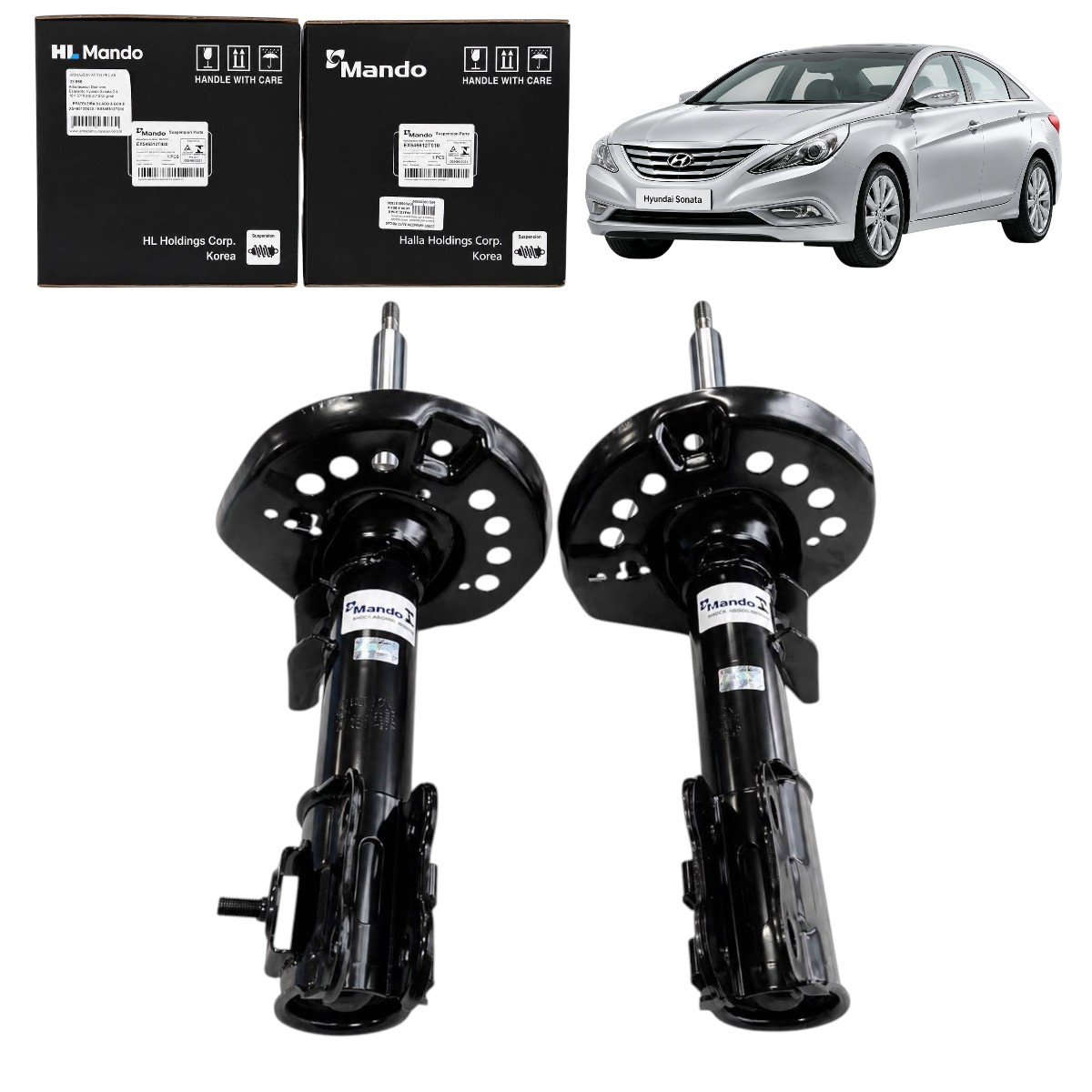 Jogo Amortecedor Dianteiro Esquerdo + Direito para Hyundai Sonata 2.4 16V 2010 Até 2013 Original - MANDO COREIA DO SUL EX546512T020 / EX546512T010 / EX546612T010 / EX546612T020
