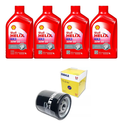 Kit Troca Óleo Shell 20w50 Fiat Palio 1.0 8v Fiasa 1996/2001