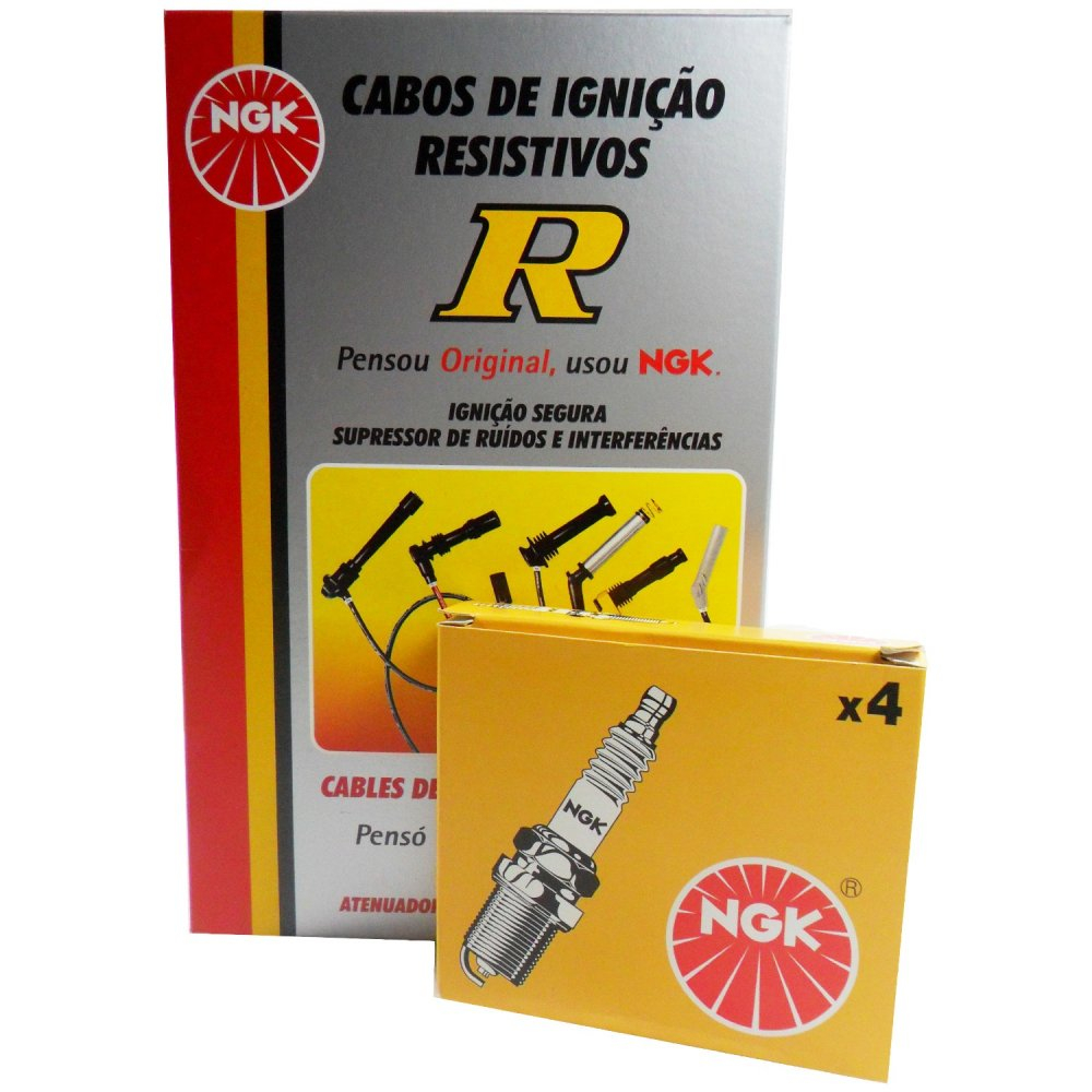 Kit Cabos + Velas NGK GM Brasinca Blazer 4.1 6 Cil. Álcool 85/95