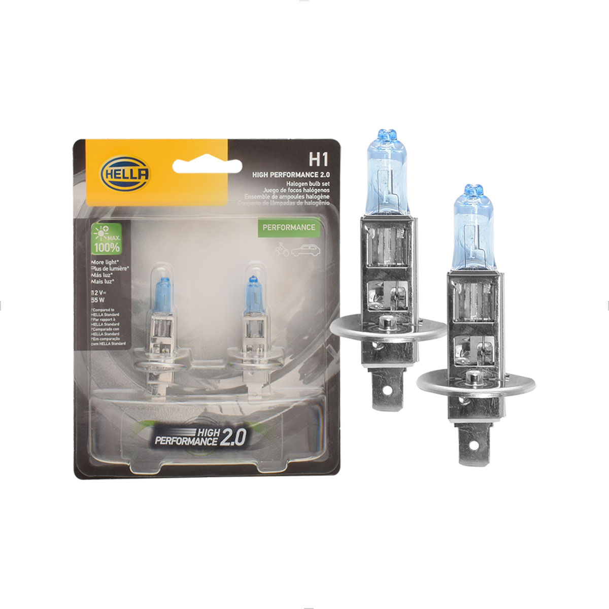 Lâmpada H1 Maior Iluminação 3600K 12V 55W High Performance H1HP