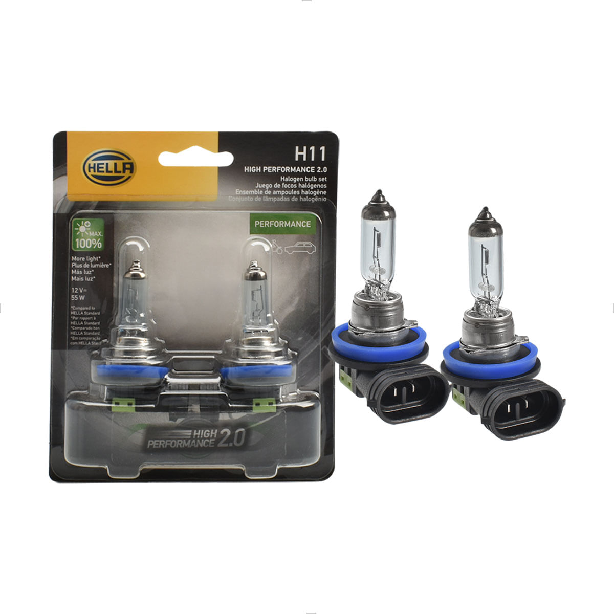 Lâmpada H11 Maior Iluminação 3600K 12V 55W High Performance H11HP