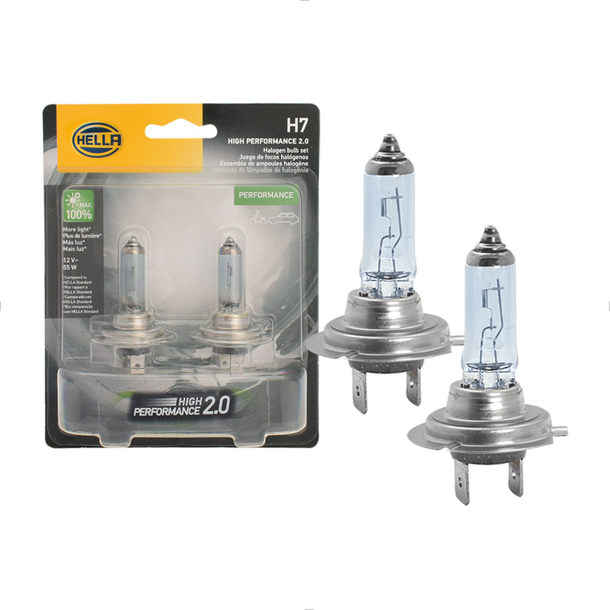Lâmpada H7 Maior Iluminação 3600K 12V 55W High Performance H7HP