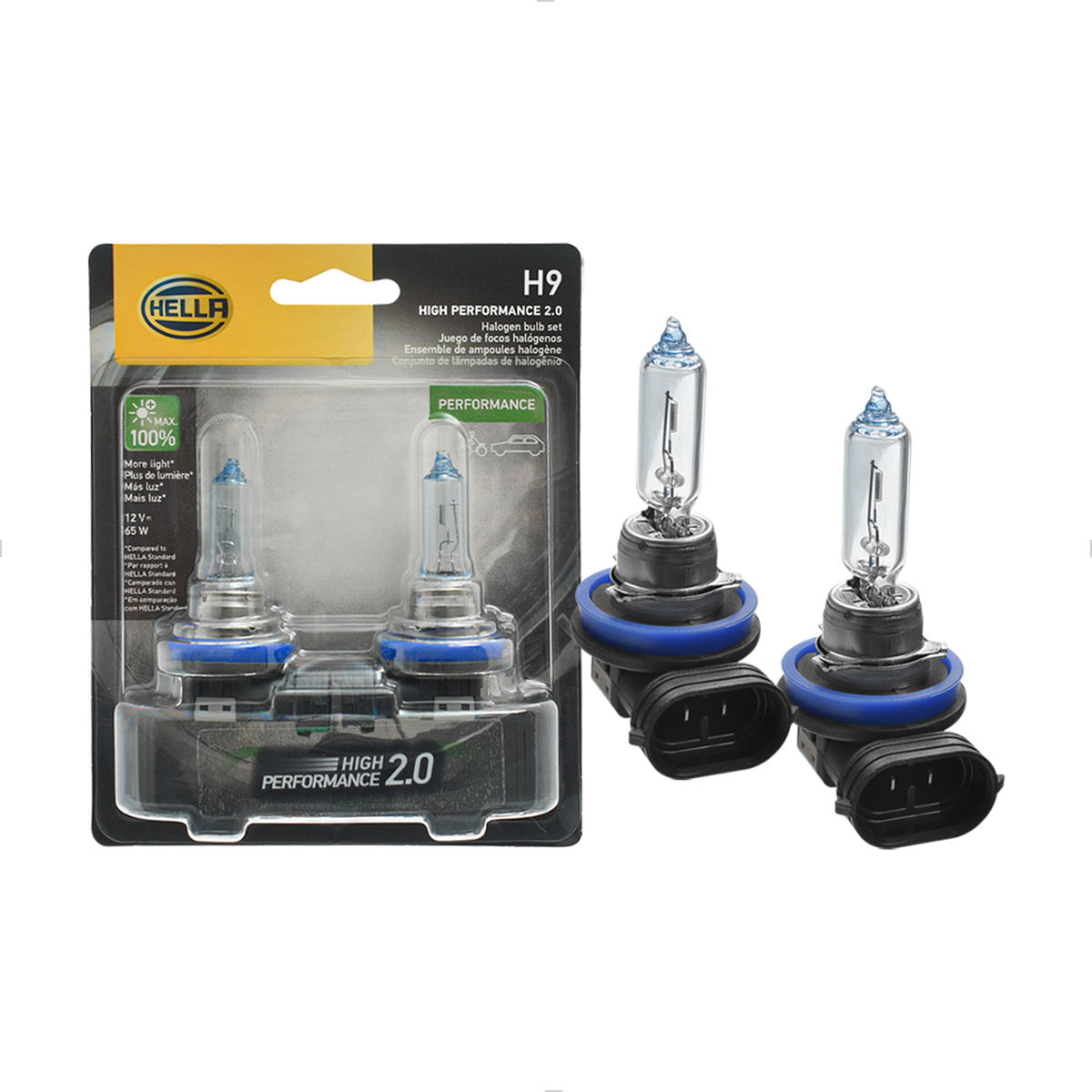 Lâmpada H9 Maior Iluminação 3600K 12V 65W High Performance H9HP