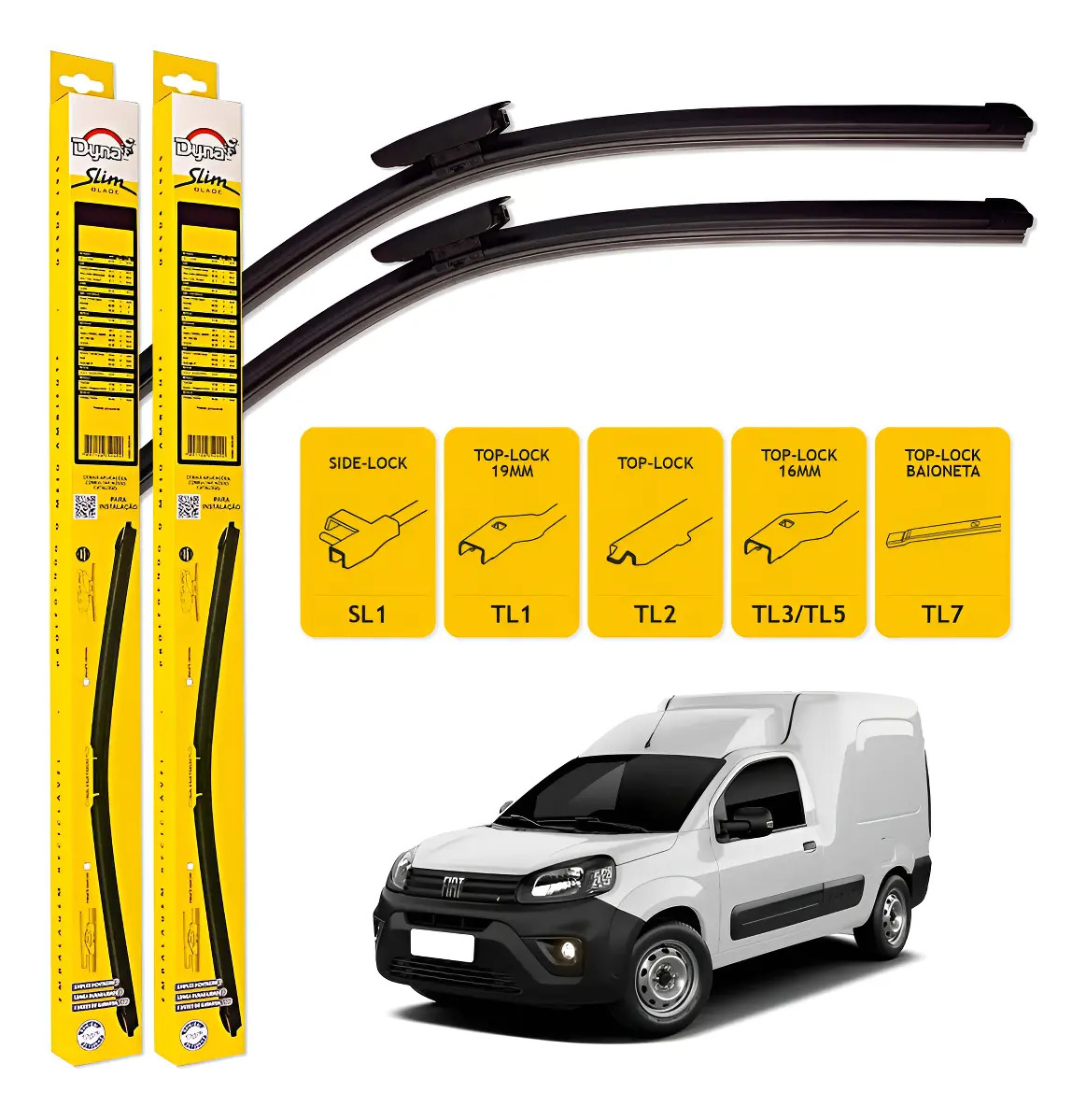 Par De Palhetas Dyna Limpador Parabrisa Slim Blade Fiat Fiorino 2022 A 2025 - DYNA S460 S440