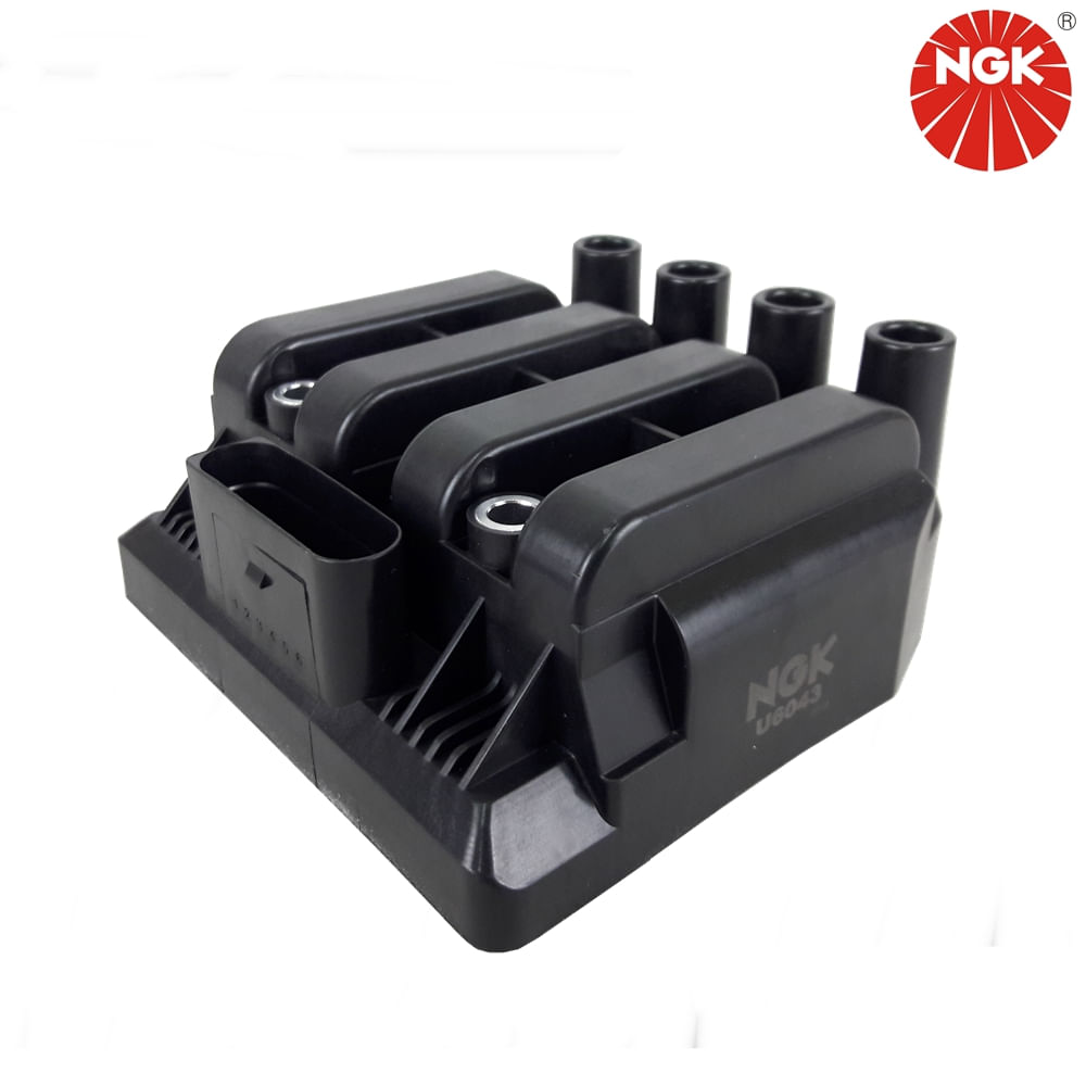 Bobina de Ignição NGK com 6 Pinos Gol G5 1.0 Voyage G5 1.0 Fox 1.0 Jetta 2.0 Bora 2.0 Golf 2.0 Polo 2.0 Veículos Flex a Partir de 2008 em Diante - NGK U6043