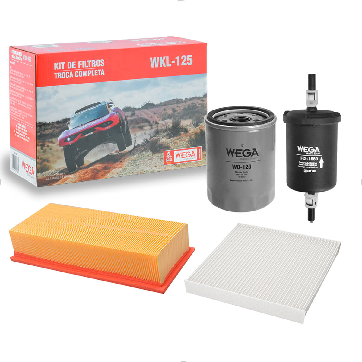Kit Filtros Uno Grand Siena 1.0 1.4 8V 2010 até 2016 Fiorino 1.4 13 até 21 - WEGA WKL125